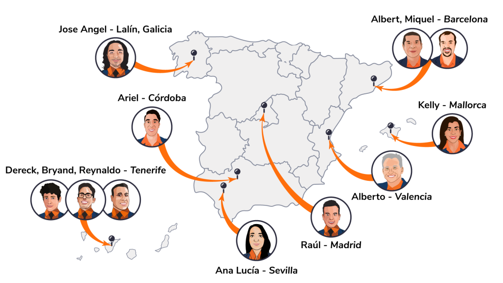 Spainmap illustration Spain team members campaign names Version 3