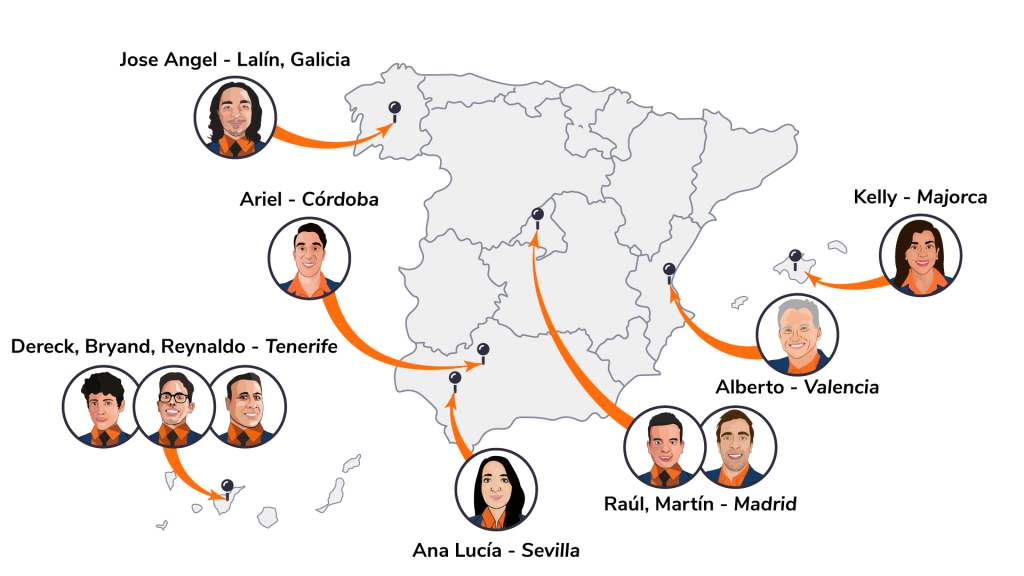 Spainmap illustration Spain team members campaign names Version 7